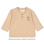COOL FAMILY Signature Palm Embroidered Long Sleeve Top