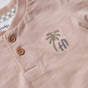 COOL FAMILY Signature Palm Embroidered Long Sleeve Top
