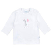 GIRAFFE — Organic Cotton "Nice to meet you!" Pink Balloon Graphic Long Sleeve Top