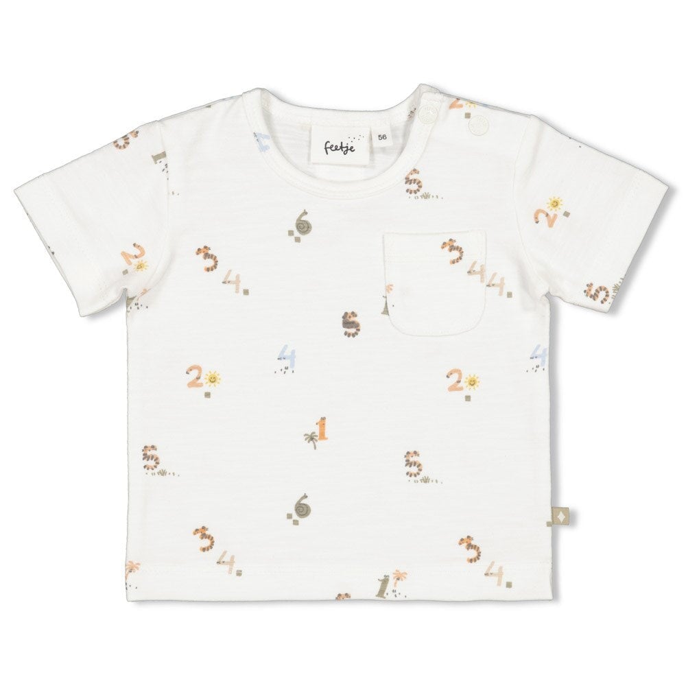 COOL FAMILY Allover Print Slub Yarn Short Sleeve Top