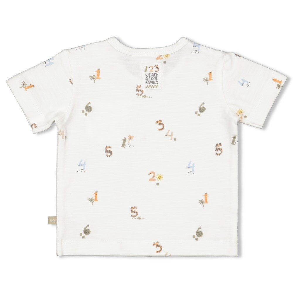 COOL FAMILY Allover Print Slub Yarn Short Sleeve Top
