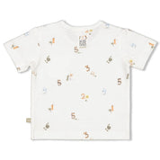 COOL FAMILY Allover Print Slub Yarn Short Sleeve Top
