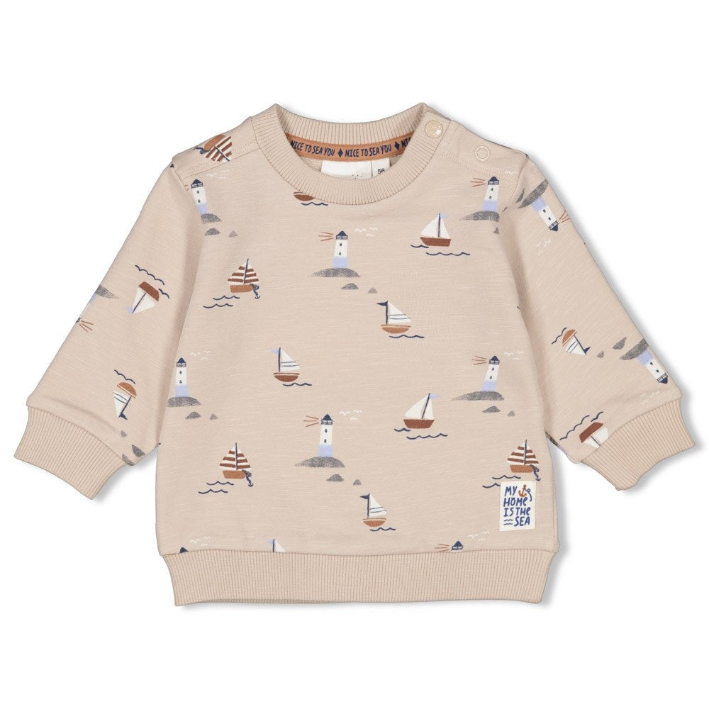 LET'S SAIL Allover Print French Terry Sweat Top