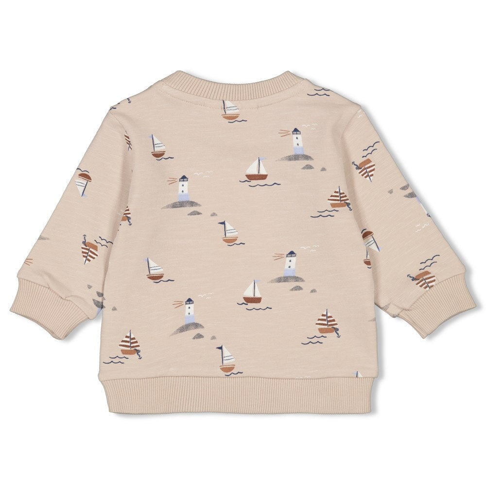 LET'S SAIL Allover Print French Terry Sweat Top