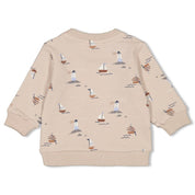 LET'S SAIL Allover Print French Terry Sweat Top