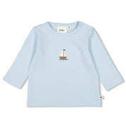 LET'S SAIL Boat Embellished Long Sleeve Slub Yarn Top