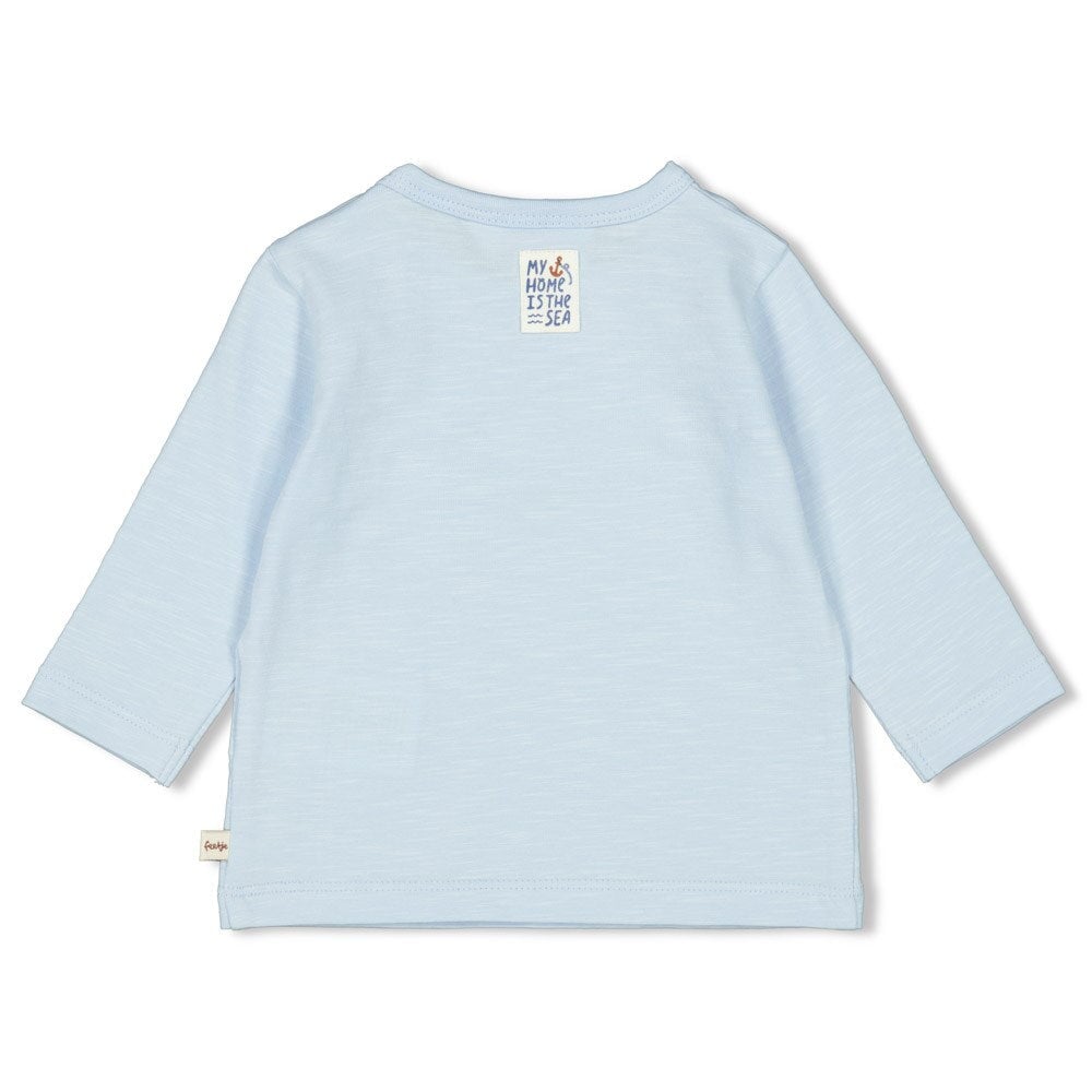 LET'S SAIL Boat Embellished Long Sleeve Slub Yarn Top