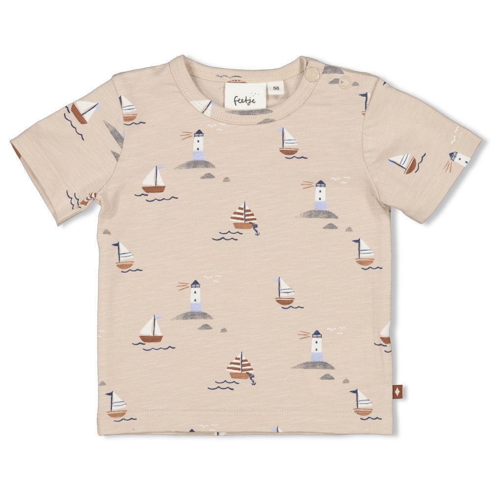 LET'S SAIL Signature Allover Print Slub Yarn Top