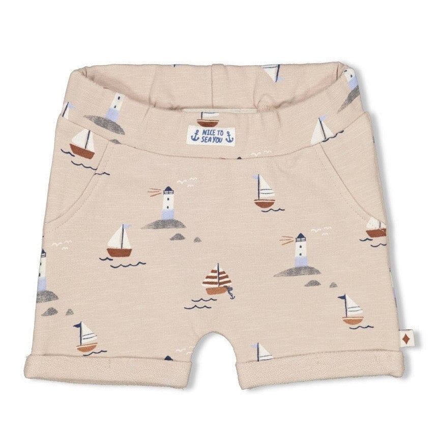 LET'S SAIL Allover Print Slub Yarn French Terry Fashion Short