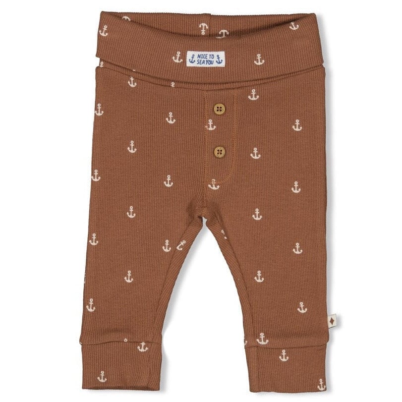LET'S SAIL Allover Anchor Print 2x2 Rib Knit Pant