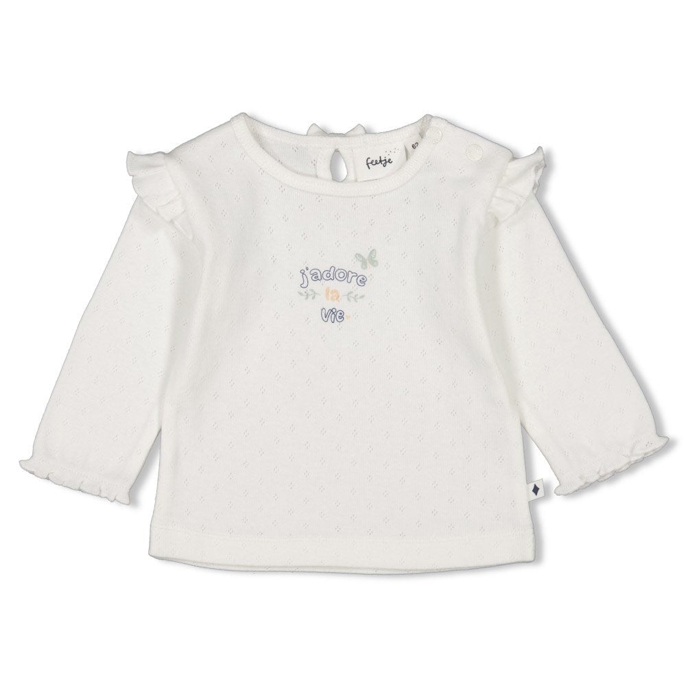 PRETTY PAISLEY Organic Cotton Drop Needle "j'adore la vie" Top