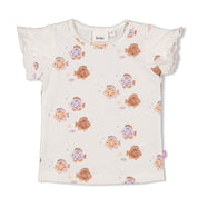 SPLASH Signature Print Frills Slub Yarn Top