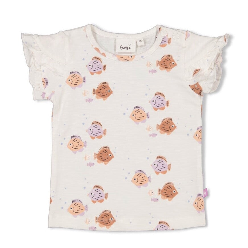 SPLASH Signature Print Frills Slub Yarn Top