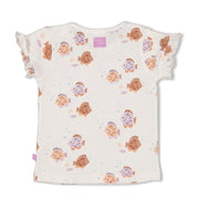 SPLASH Signature Print Frills Slub Yarn Top