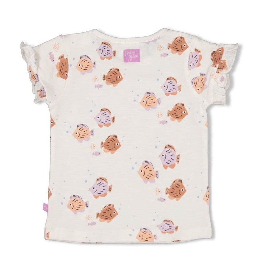 SPLASH Signature Print Frills Slub Yarn Top