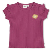 SUNNY LOVE Fancy Rib Short Sleeve Fashion Top