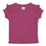 SUNNY LOVE Fancy Rib Short Sleeve Fashion Top