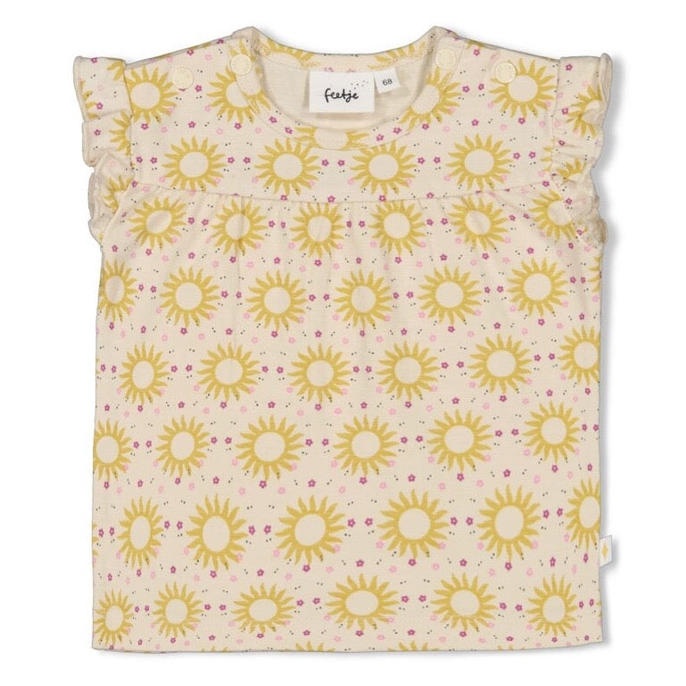 SUNNY LOVE Allover Print Slub Yarn Fashion Top