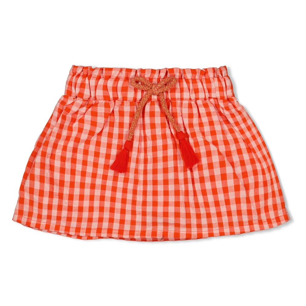 BERRY NICE Organic Cotton Woven Seersucker and Voile Checkered Skirt