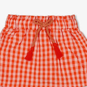 BERRY NICE Organic Cotton Woven Seersucker and Voile Checkered Skirt