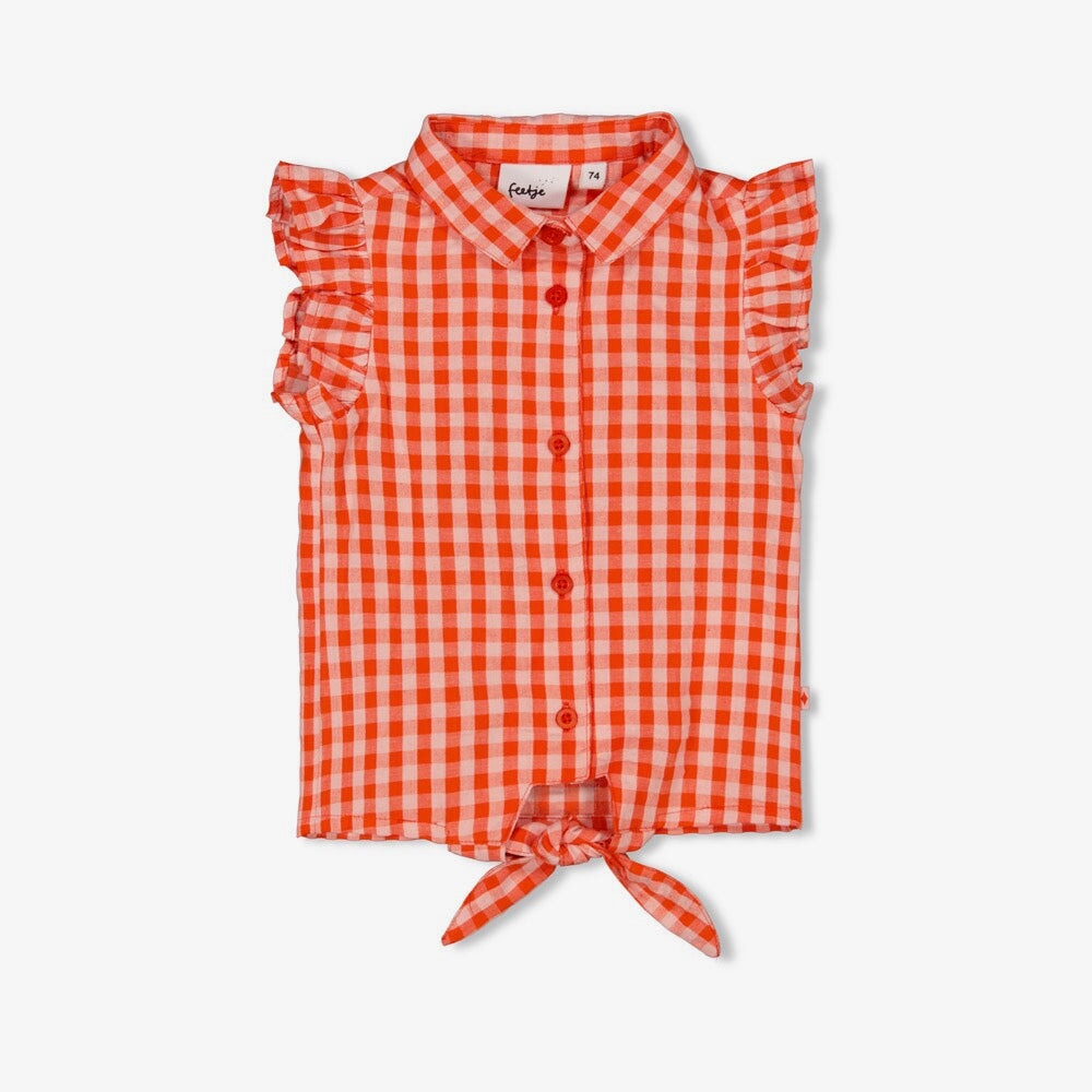 BERRY NICE Organic Cotton Woven Seersucker Checkered Blouse
