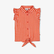 BERRY NICE Organic Cotton Woven Seersucker Checkered Blouse