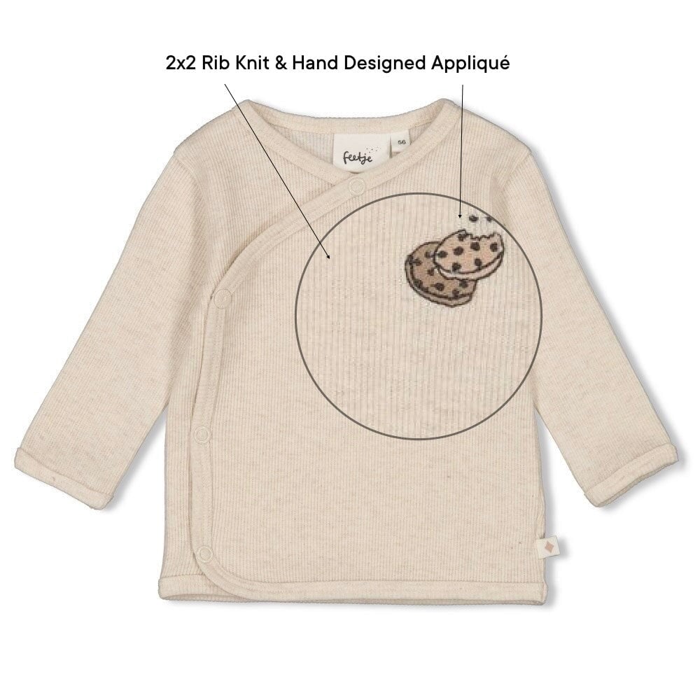 CUTE COOKIE - 2x2 Rib Knit Side Snap Wrap Top