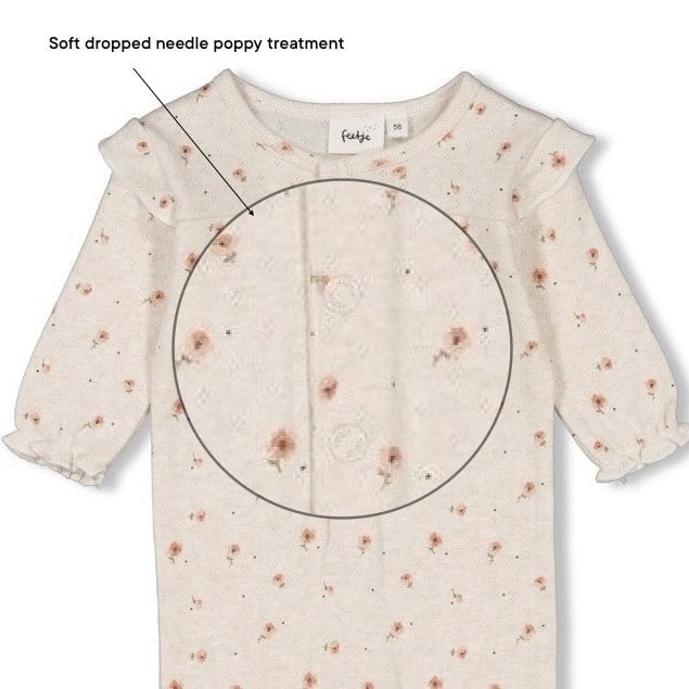 SWEET POPPY - Allover Print Rib Ajour Classic Coverall