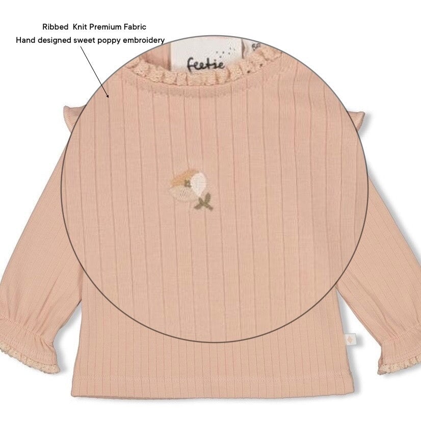 SWEET POPPY - 8x2 Rib Knit Embroidered Signature Top