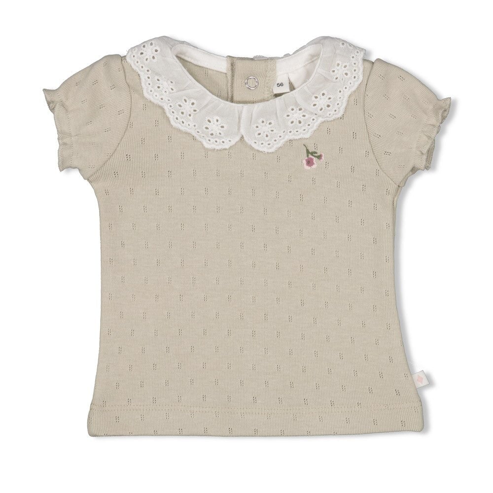 BLOSSOM - Embroidered Rib Ajour Knit Top