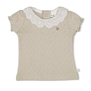 BLOSSOM - Embroidered Rib Ajour Knit Top