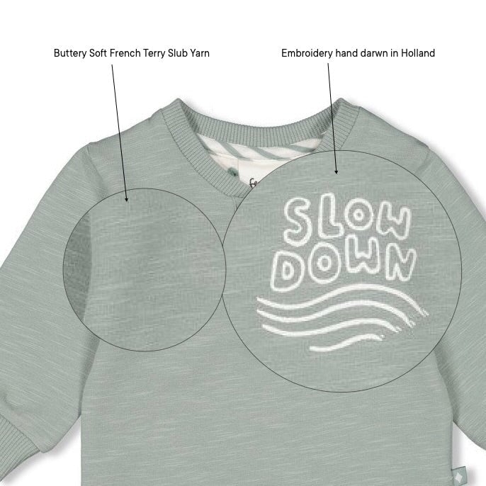 TURTELLY COOL - French Terry Slub Yarn Henley Sweat Top