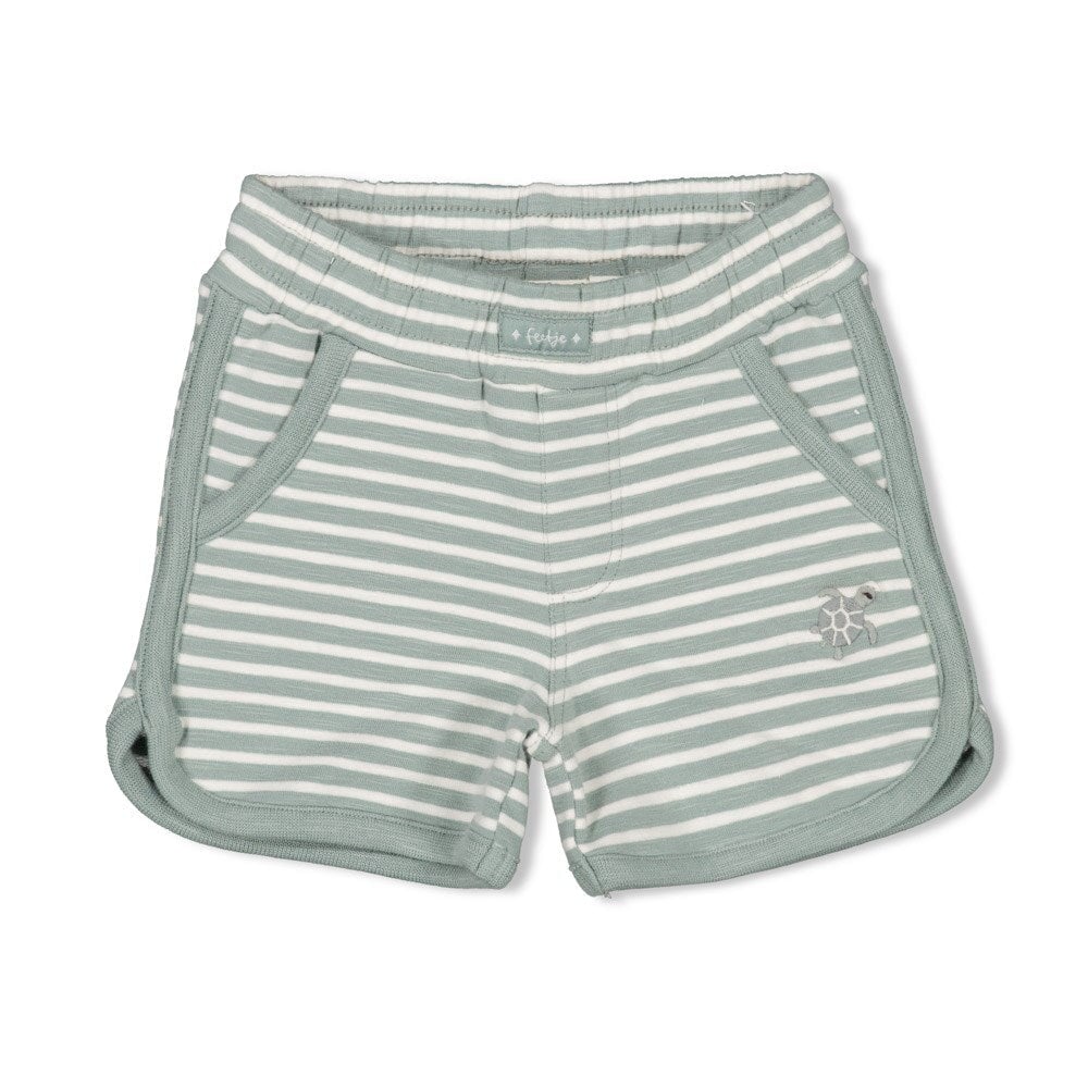 TURTELLY COOL - "cool turtle" French Terry Slub Yarn Stripe Shorts