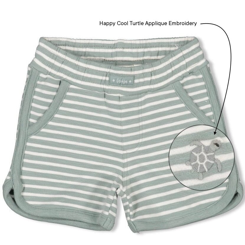 TURTELLY COOL - "cool turtle" French Terry Slub Yarn Stripe Shorts