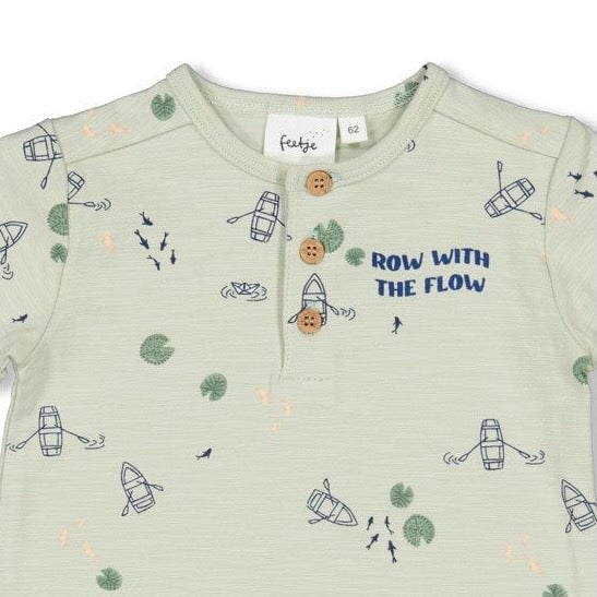 ROCK MY BOAT - Allover Print Slub Yarn Jersey Placket Short Suit