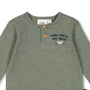 ROCK MY BOAT - Henley Slub Yarn Single Jersey Placket Top