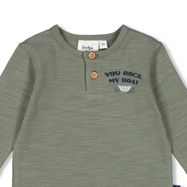 ROCK MY BOAT - Henley Slub Yarn Single Jersey Placket Top