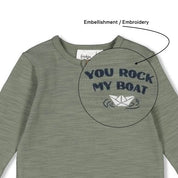 ROCK MY BOAT - Henley Slub Yarn Single Jersey Placket Top