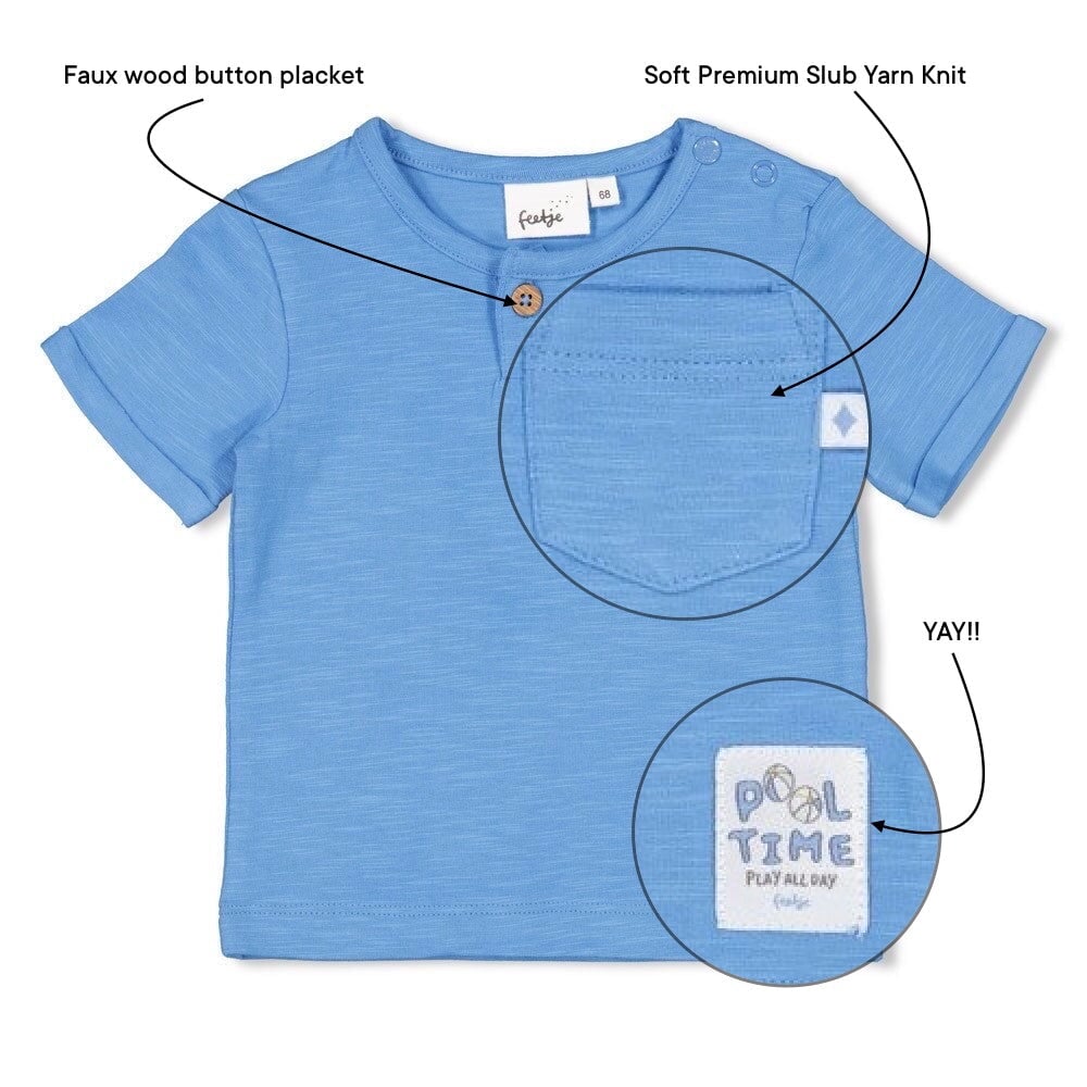 POOL TIME - Henley Collar Slub Yarn Fashion Top