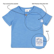 POOL TIME - Henley Collar Slub Yarn Fashion Top