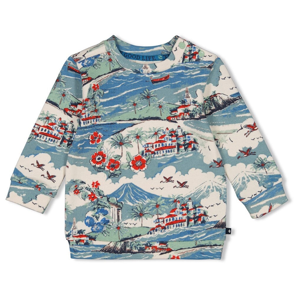THE GOOD LIFE - Signature Allover Print French Terry Sweat Top
