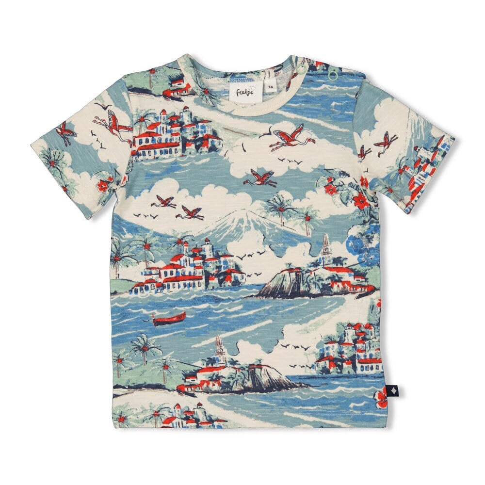 THE GOOD LIFE - Slub Yarn Allover Print Fashion Top