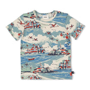 THE GOOD LIFE - Slub Yarn Allover Print Fashion Top