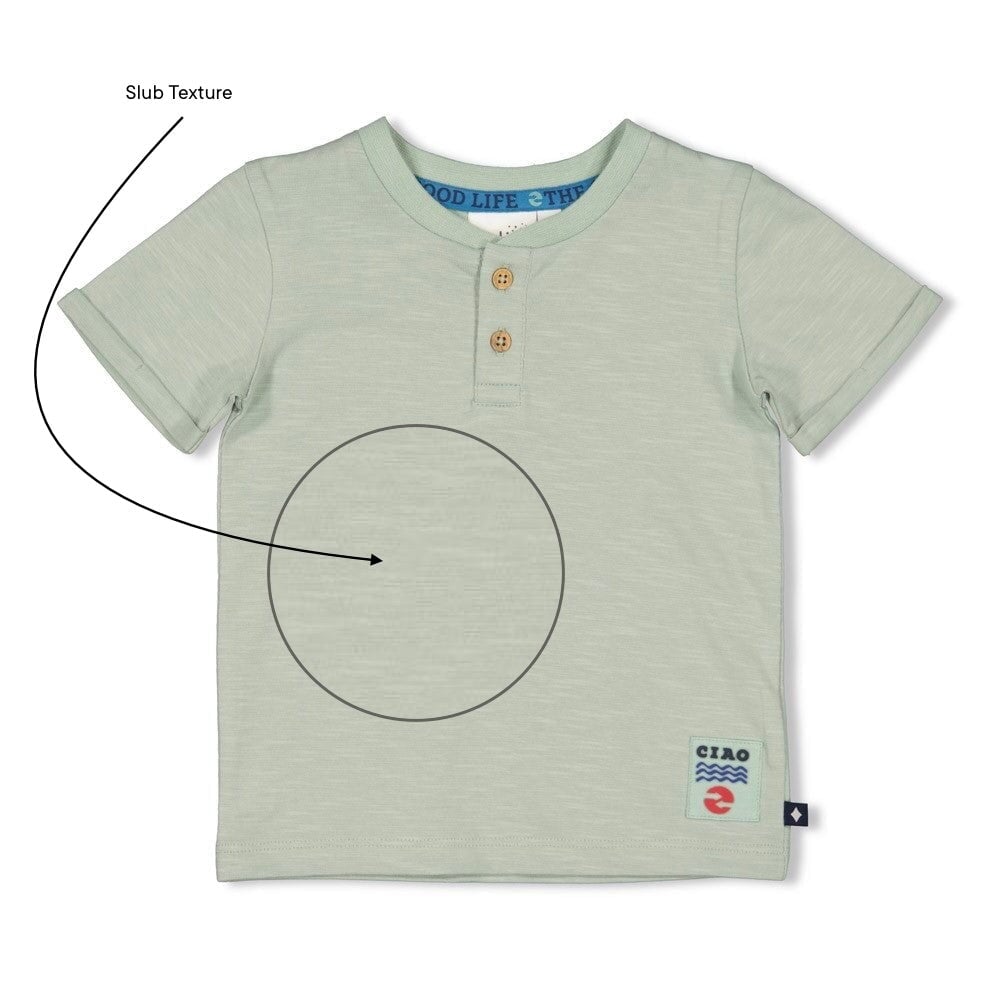 THE GOOD LIFE - Slub Yarn Henley Placket Top