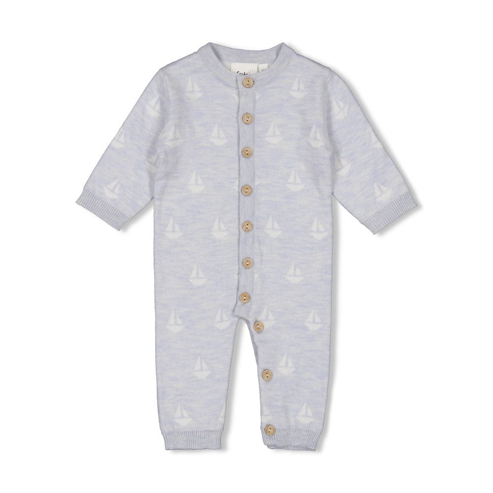THE KNITS - Organic Cotton Blend Jacquard Sailboat Coverall