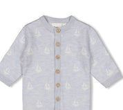 THE KNITS - Organic Cotton Blend Jacquard Sailboat Coverall