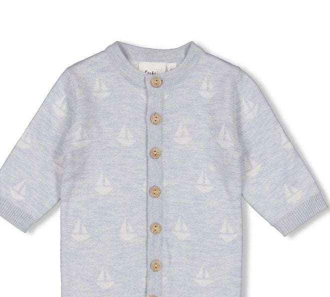 THE KNITS - Organic Cotton Blend Jacquard Sailboat Coverall
