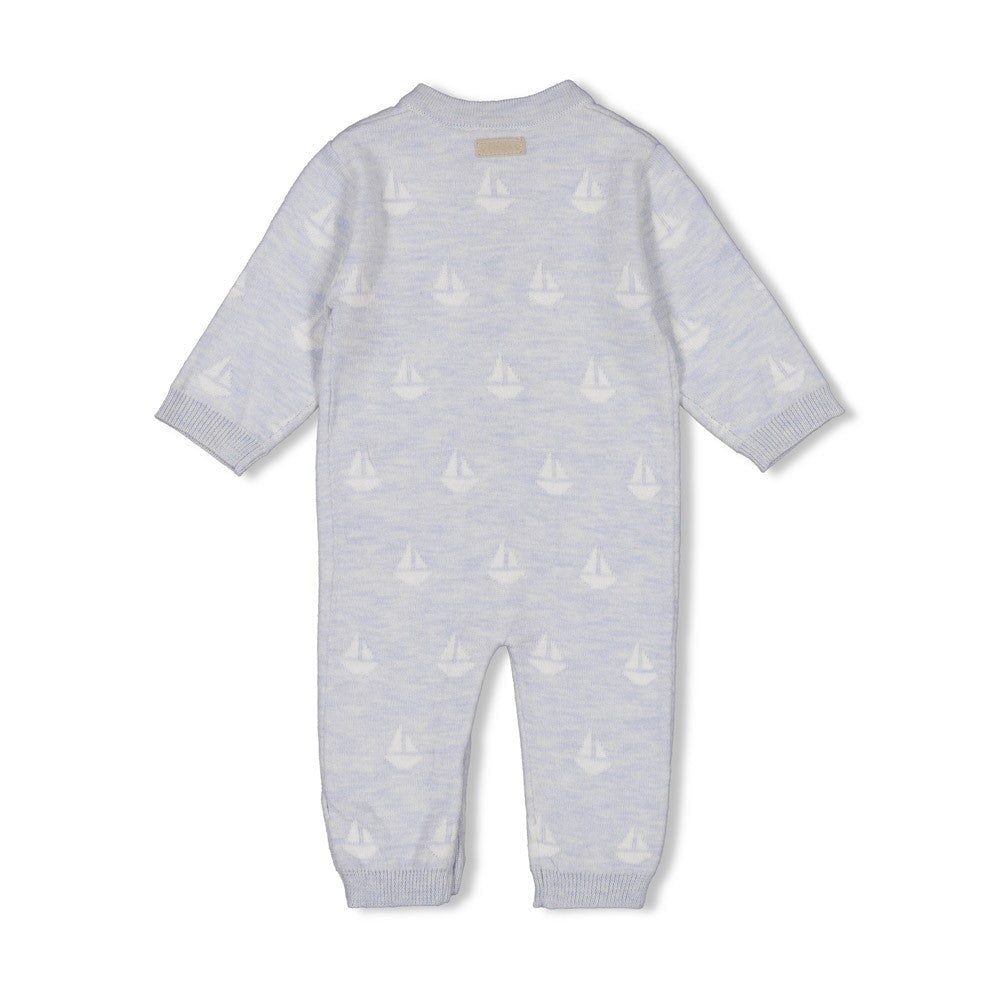 THE KNITS - Organic Cotton Blend Jacquard Sailboat Coverall