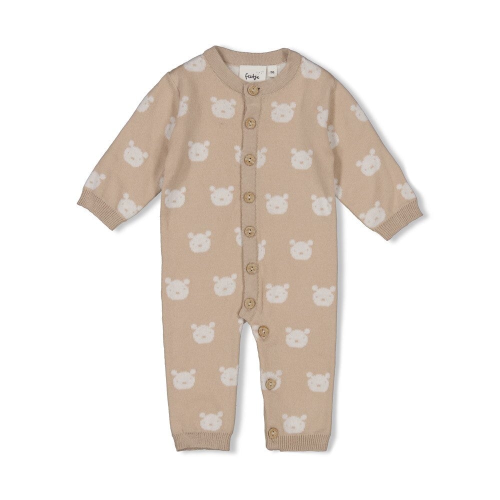 THE KNITS - Organic Cotton Jacquard Bear Coverall