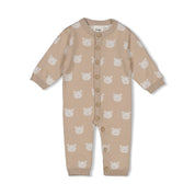 THE KNITS - Organic Cotton Jacquard Bear Coverall